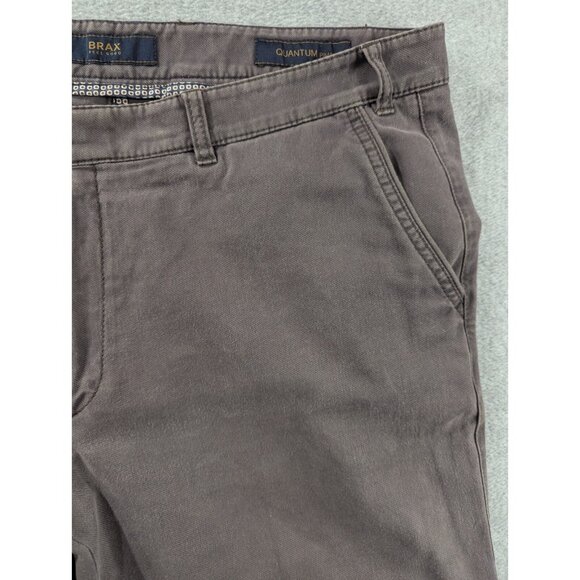 Brax Mens Pants Size 40x30 Grey Everest Quantum Pima Chino Flat Front Straight - Picture 3 of 13